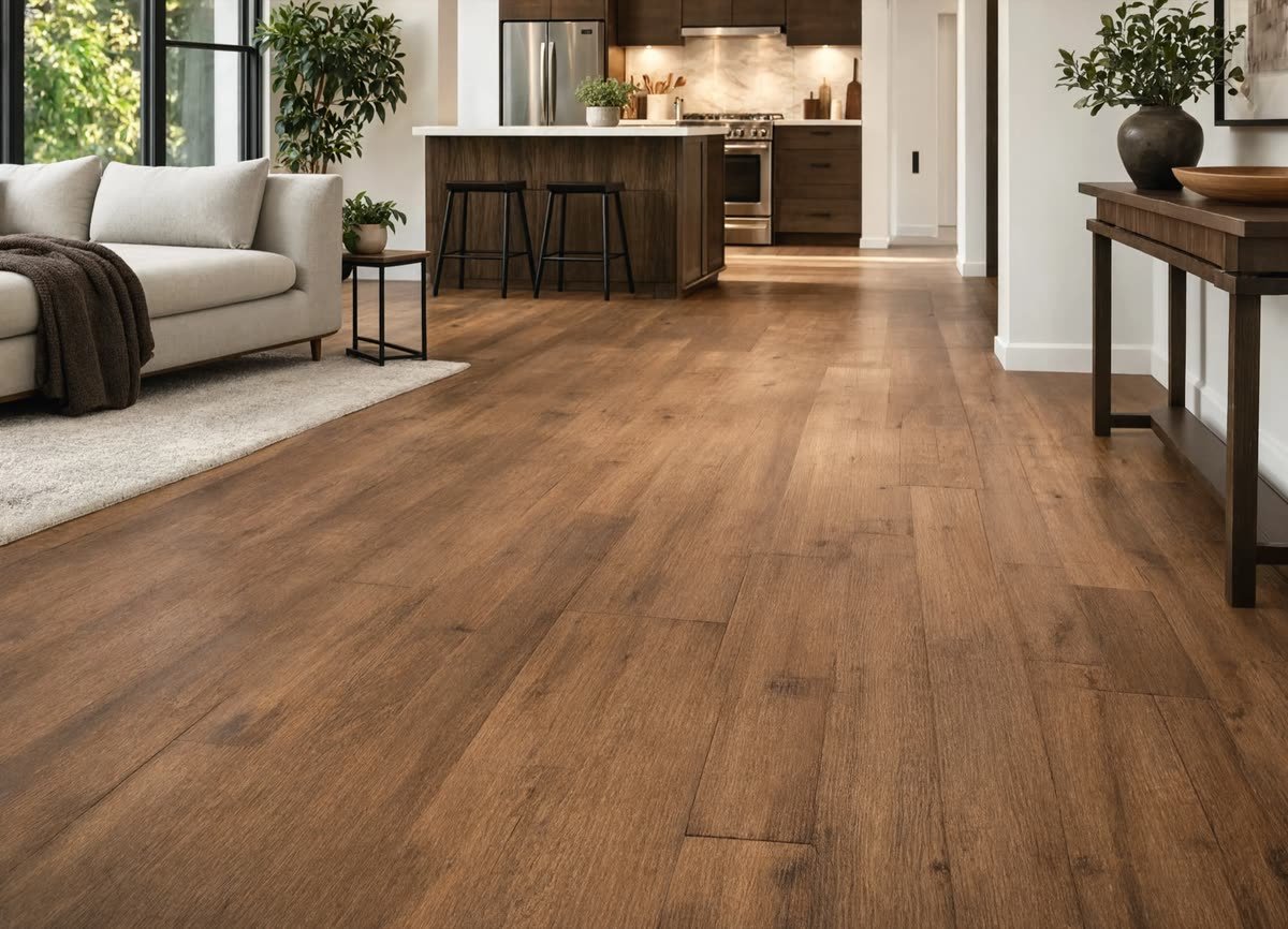 Wide-plank flooring made from Angolan hardwood