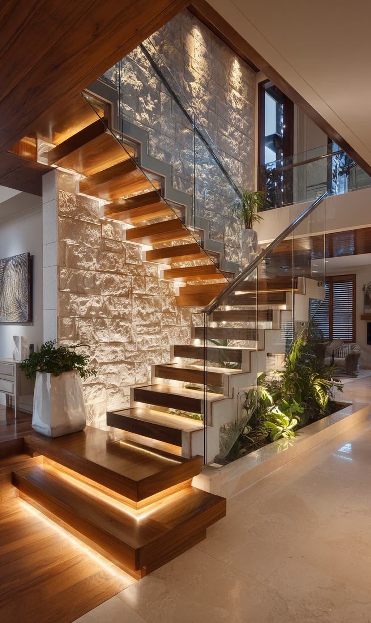 Staircases made from Angolan hardwood